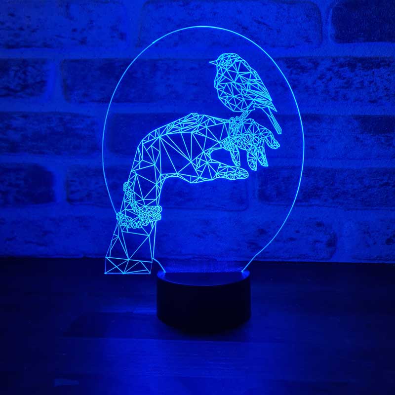 3D Hand & Vogel Led Lampe