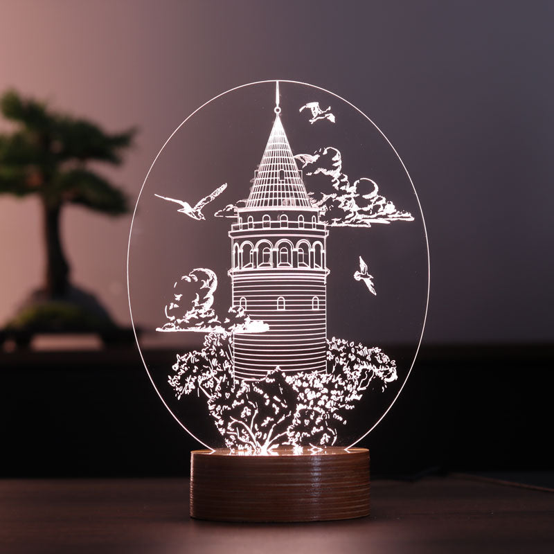 3D Galata Tower Night Light