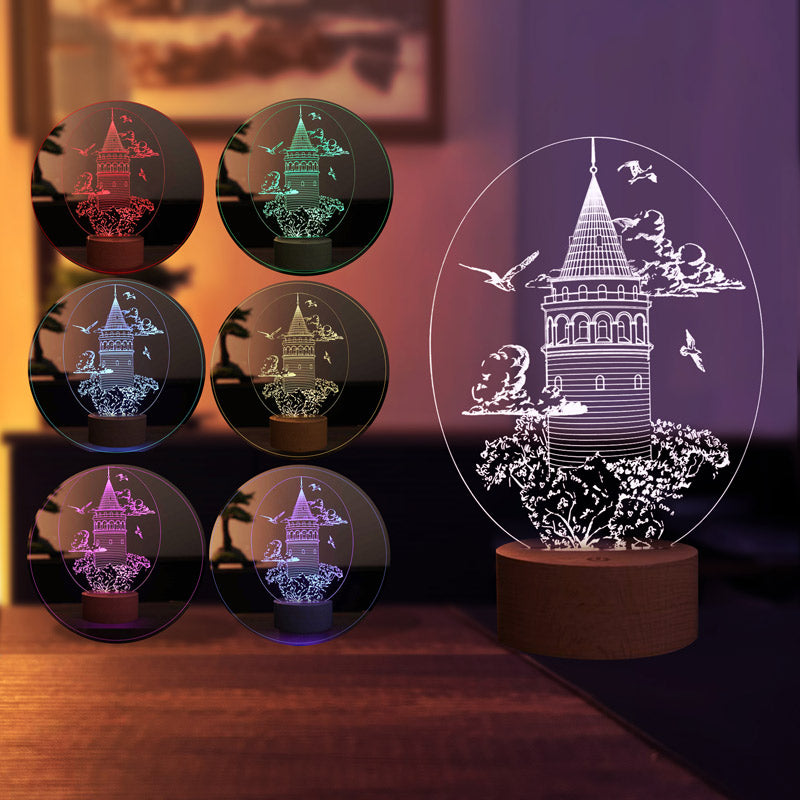 3D Galata Tower Night Light