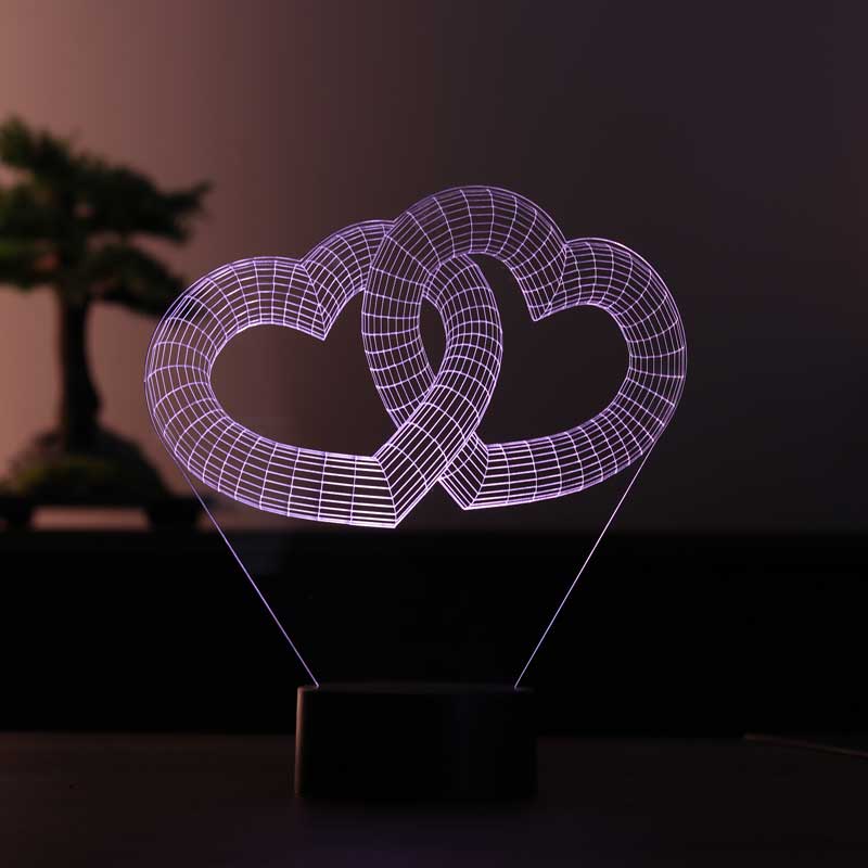 3-D Zwei Herzen Geschenk-LED-Lampe