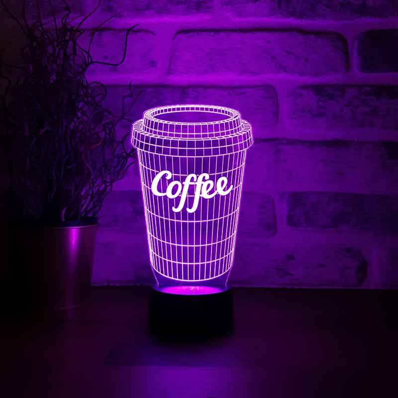 Kahve Bardağı Figürlü Dekoratif Hediye Led Masa Lambası | BYLAMP