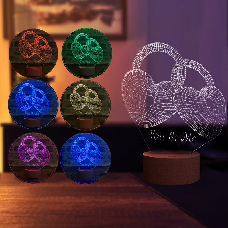 3D Heart Key Gift Led Lamp