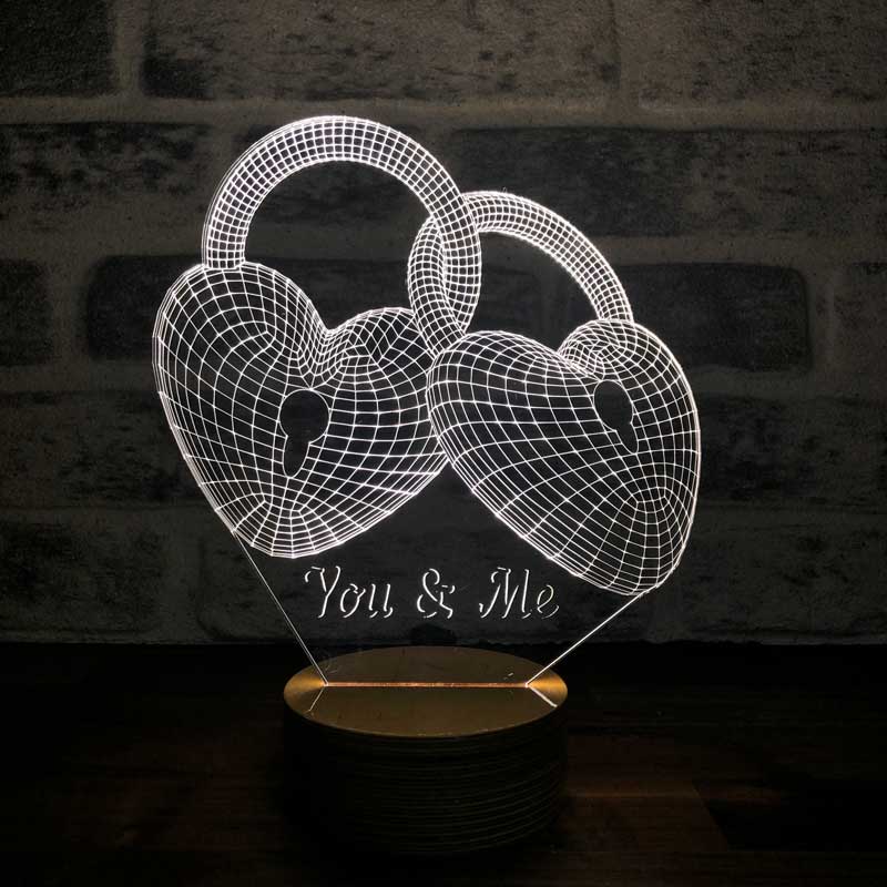 Lámpara led de regalo de llave de corazón 3D