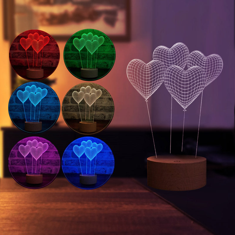 3D Heart Balloon Night Light