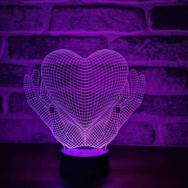 3D Heart Hands Night Light