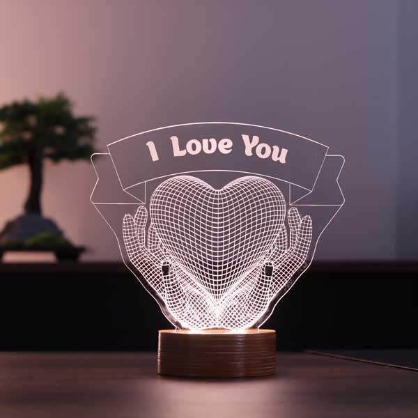 3D Heart Hands Gift LED Lamp