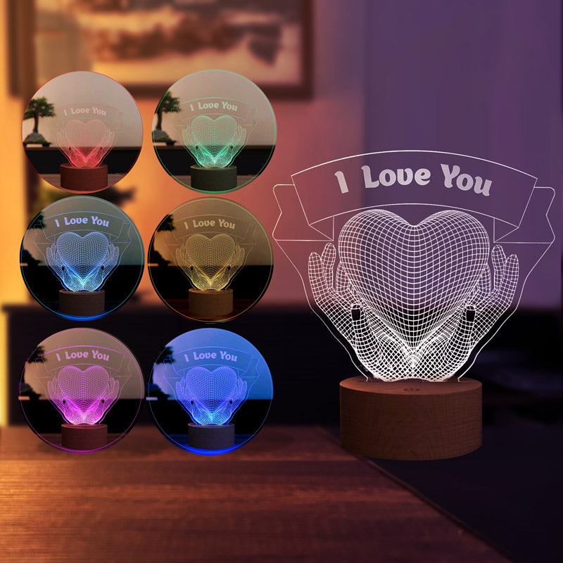 Lámpara led de regalo de manos de corazón 3D