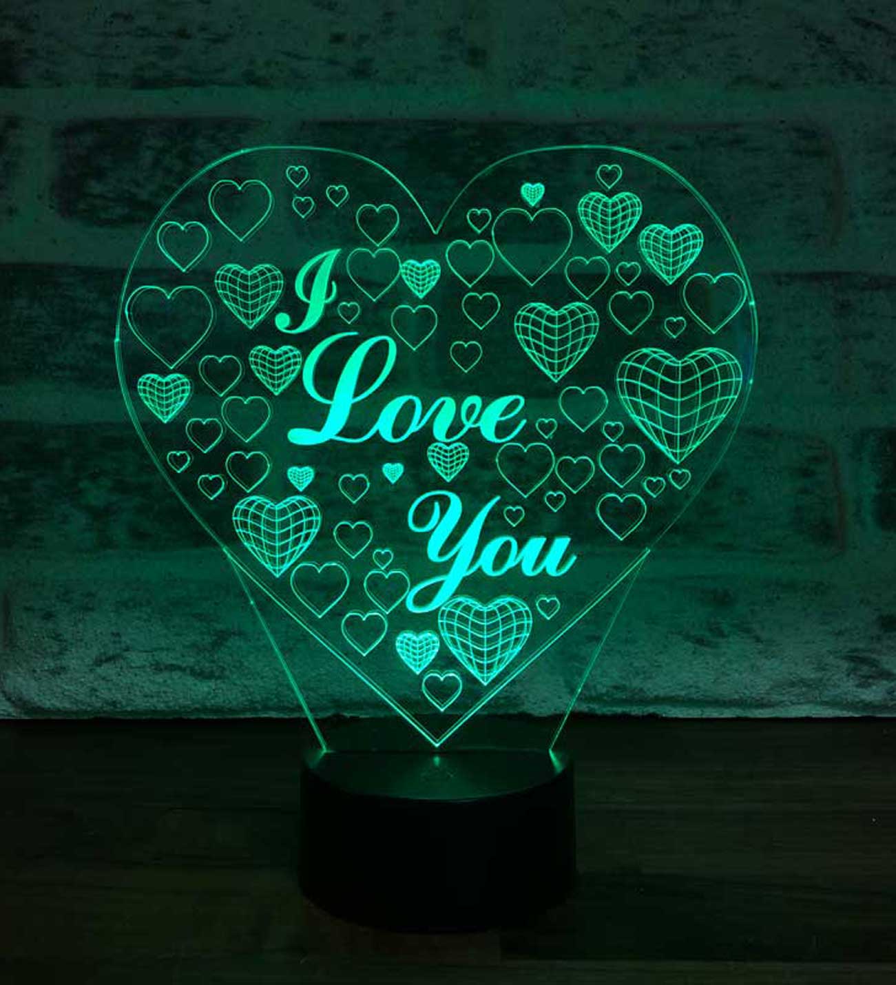 Kalp I Love You Figürlü Dekoratif Hediye Led Masa Lambası | BYLAMP