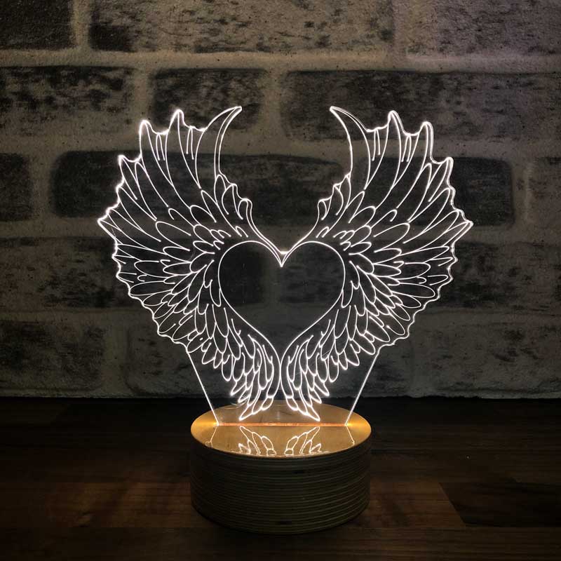 3-D أجنحة القلب بقيادة مصباح الطاولة