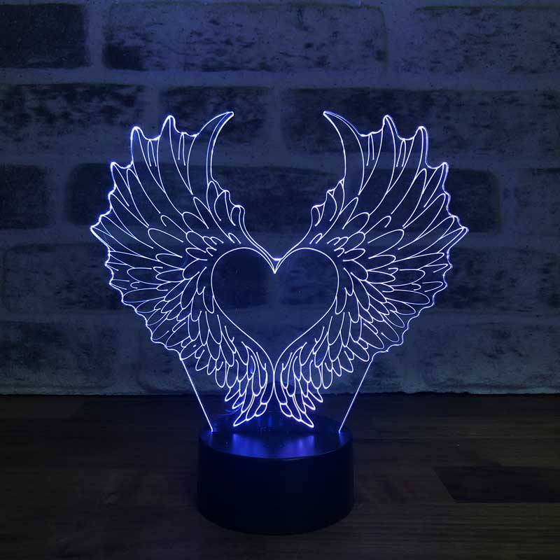 3D Heart Wings Led Table Lamp