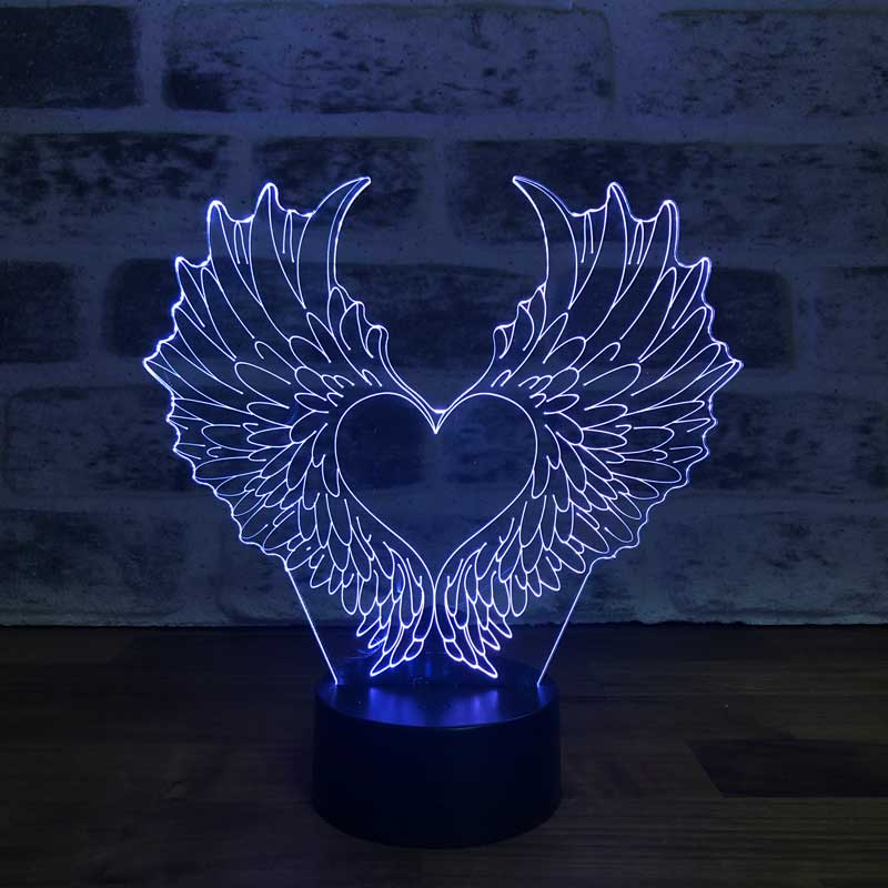 Kalp Kanatlar Figürlü Dekoratif Hediye Led Masa Lambası | BYLAMP