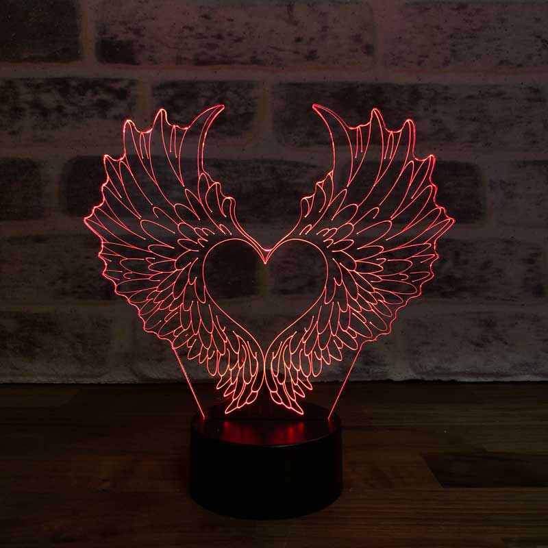 3D Heart Wings Led Table Lamp