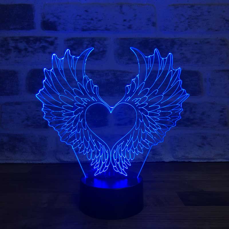 3D Heart Wings Led Table Lamp