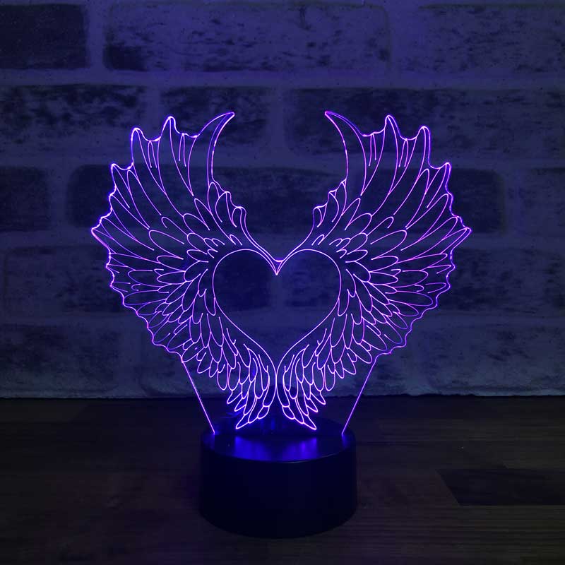 3D Heart Wings Led Table Lamp