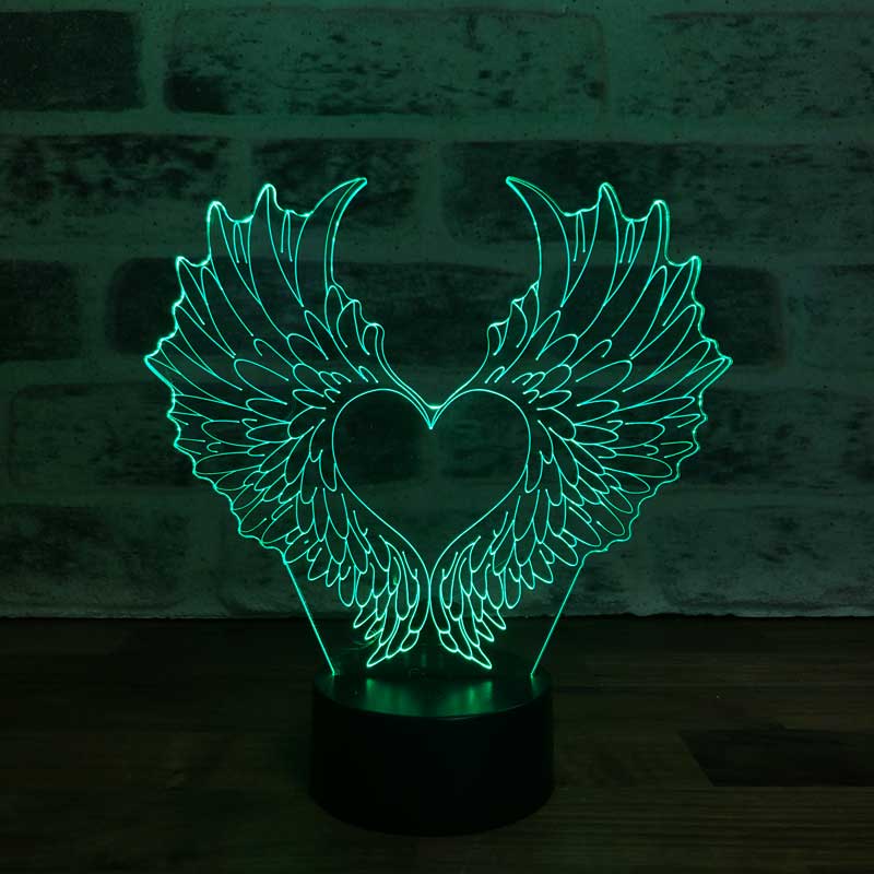 3D Heart Wings Led Table Lamp