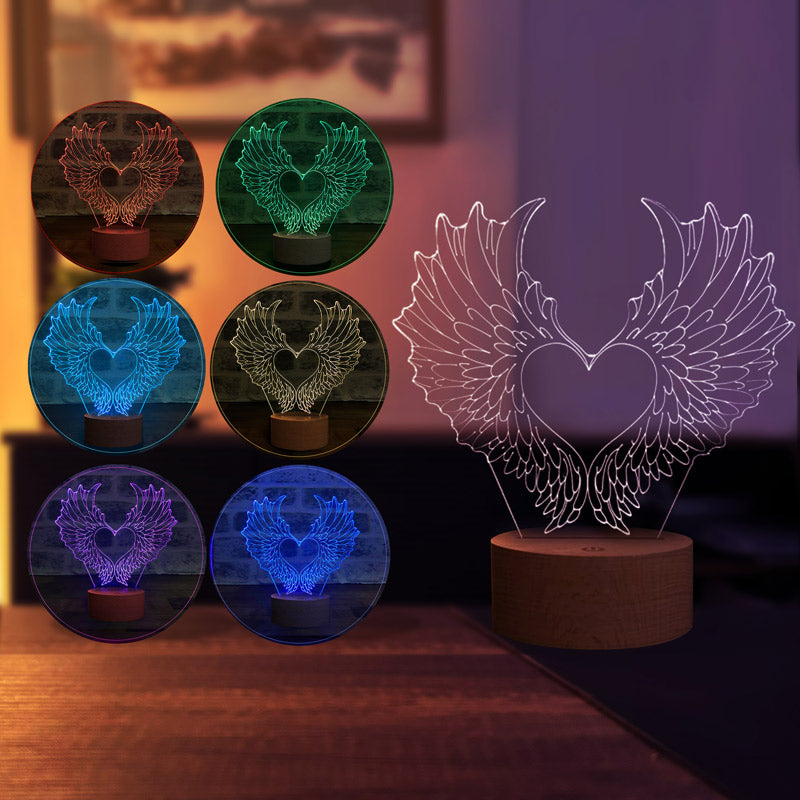 3D Heart Wings Led Table Lamp