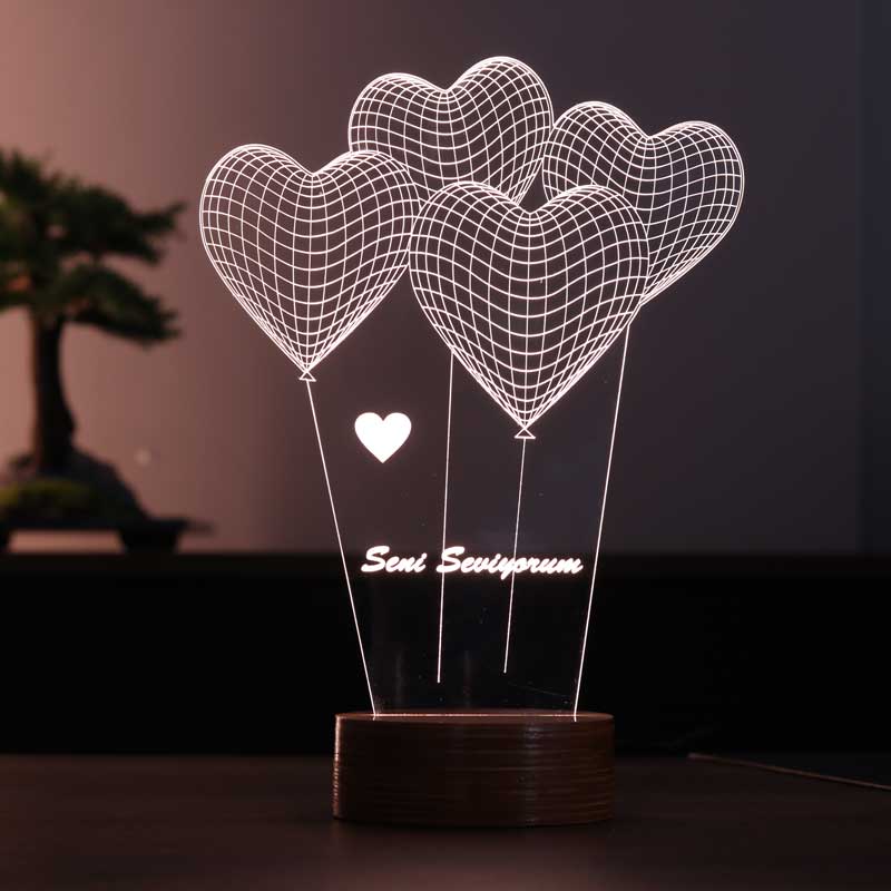 3D heart I love you lamp