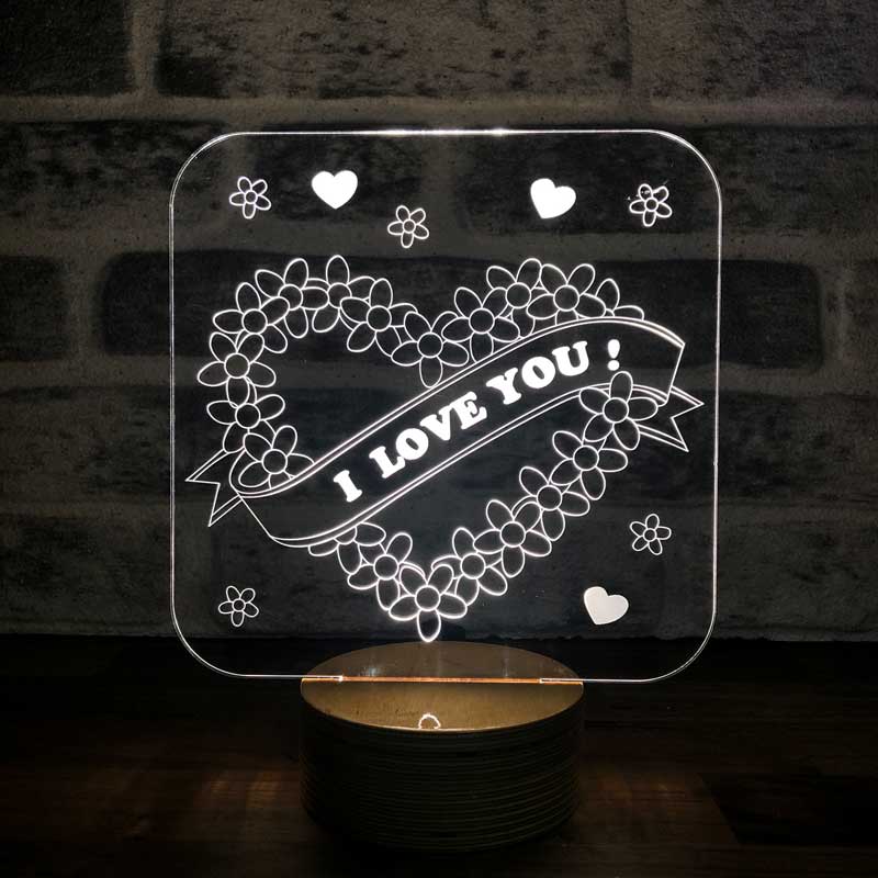 3D hearts and love gift night light