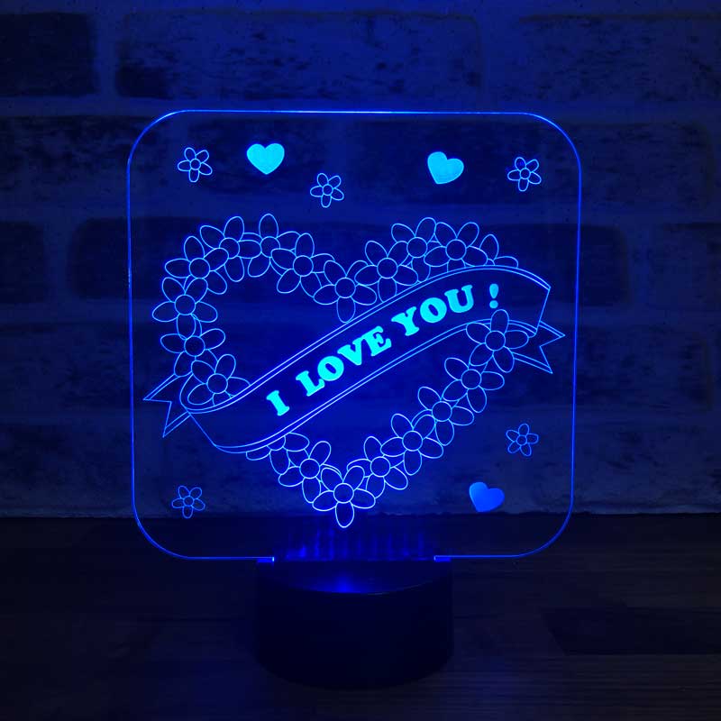 3D hearts and love gift night light