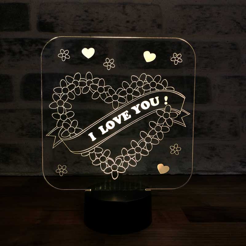 3D hearts and love gift night light