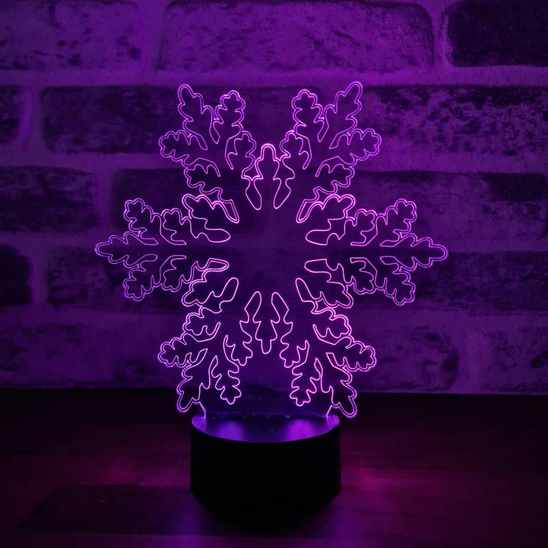 Lámpara de mesa LED de copo de nieve 3D