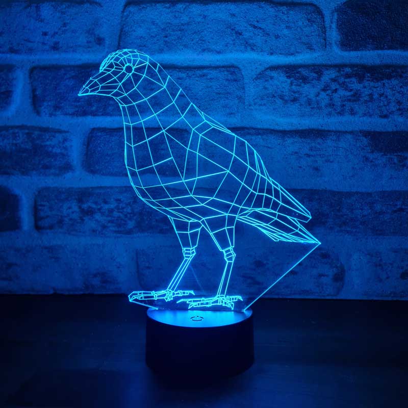 Lámpara de mesa LED Cuervo de 3 dimensiones