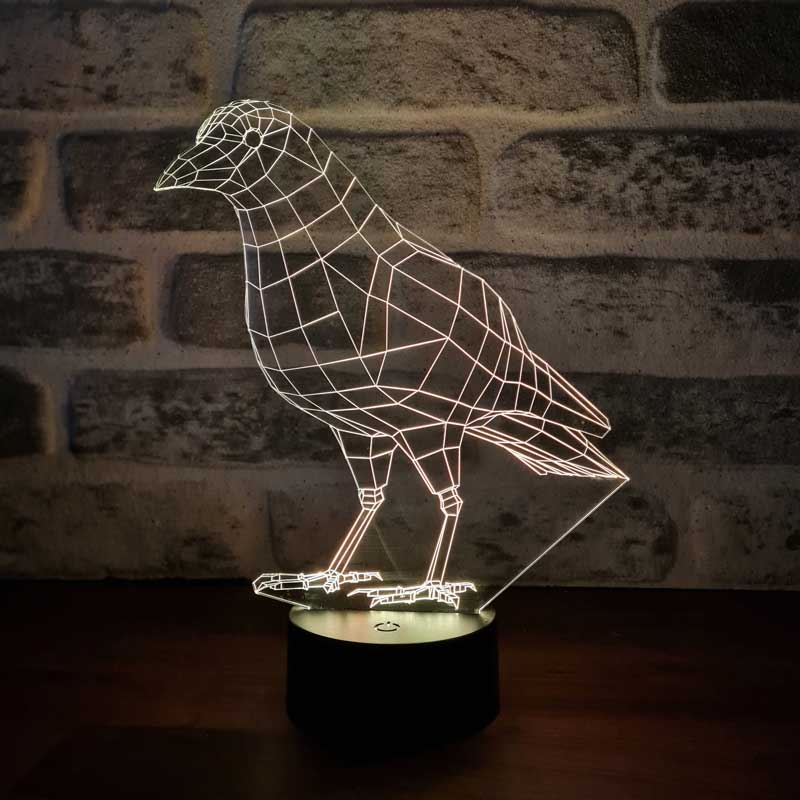 Lámpara de mesa LED Cuervo de 3 dimensiones