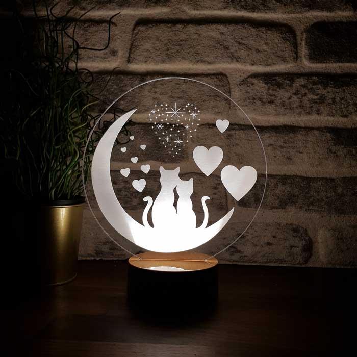 Cats and Love Led Table Lamp
