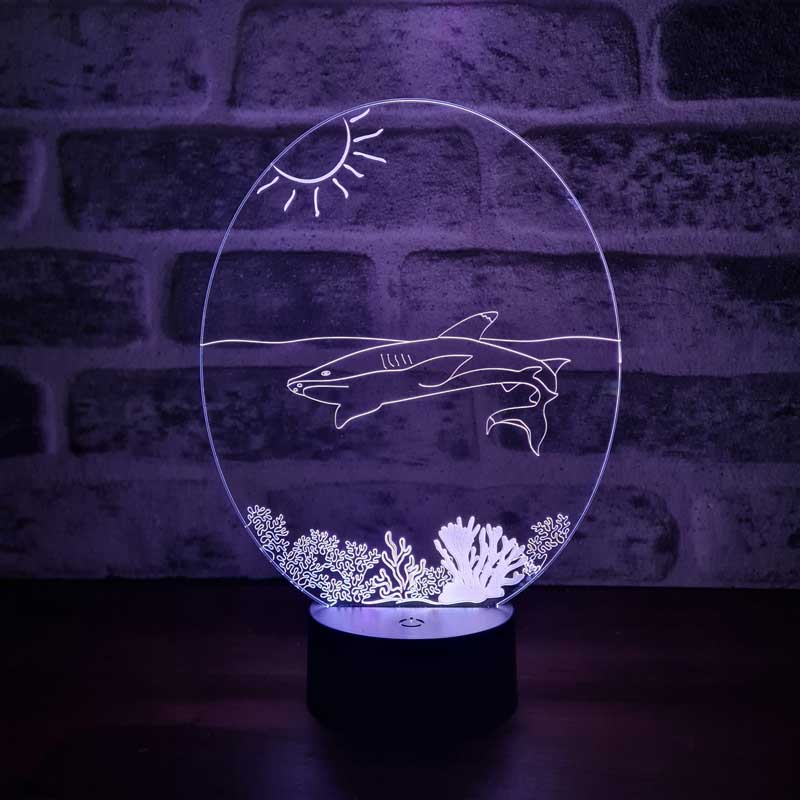 Köpekbalığı Figürlü Dekoratif Hediye Led Masa Lambası | BYLAMP