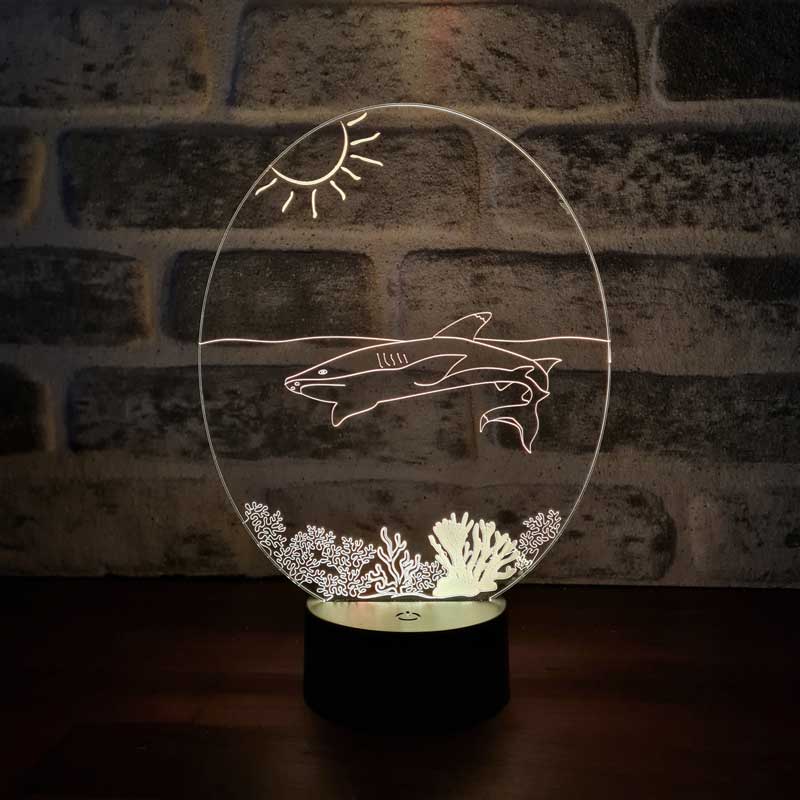 Köpekbalığı Figürlü Dekoratif Hediye Led Masa Lambası | BYLAMP