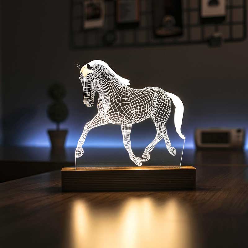 3d running horse led lamp