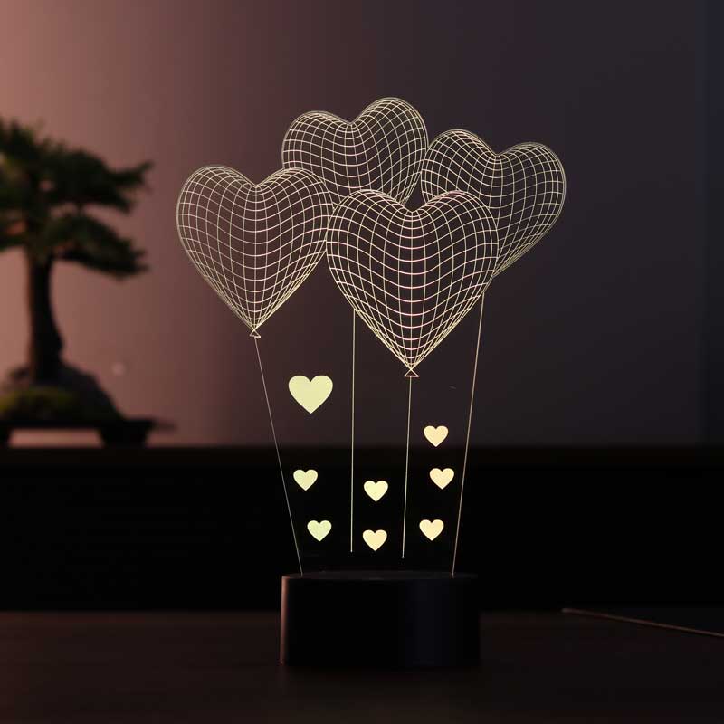3D Small Heart Balloon Led Night Light