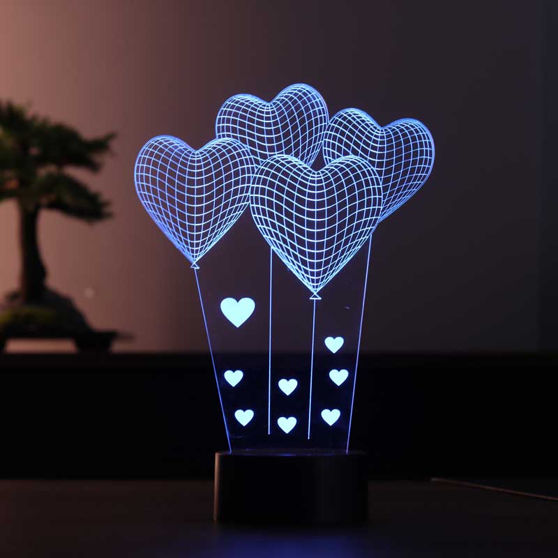 Küçük Kalp Balon Figürlü Dekoratif Hediye Led Masa Lambası | BYLAMP
