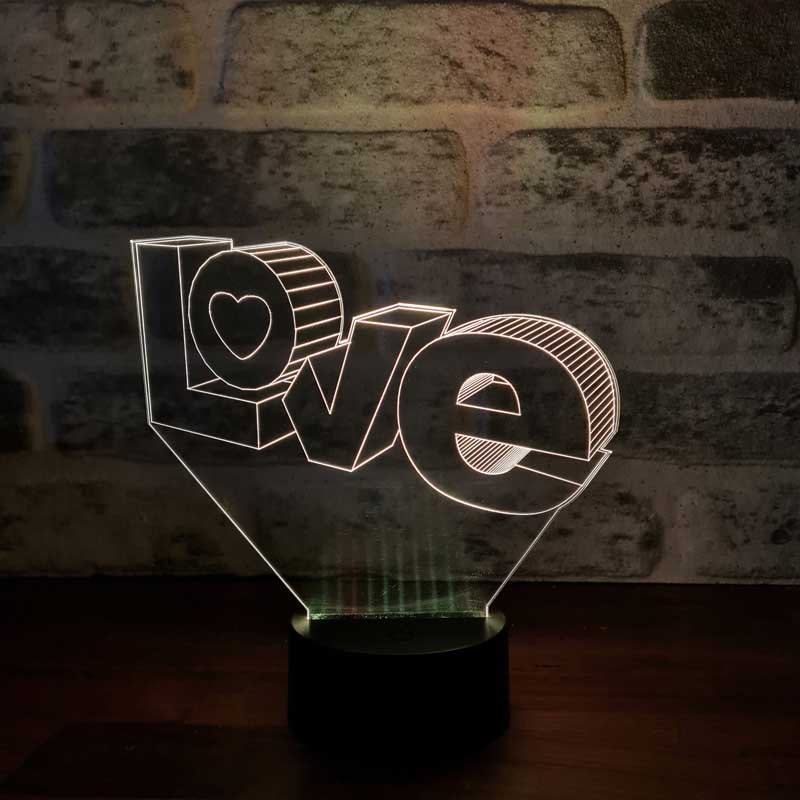 Love yazısı Figürlü Dekoratif Hediye Led Masa Lambası | BYLAMP