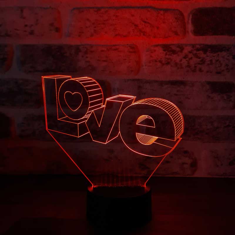 Love yazısı Figürlü Dekoratif Hediye Led Masa Lambası | BYLAMP