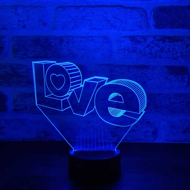 Love yazısı Figürlü Dekoratif Hediye Led Masa Lambası | BYLAMP