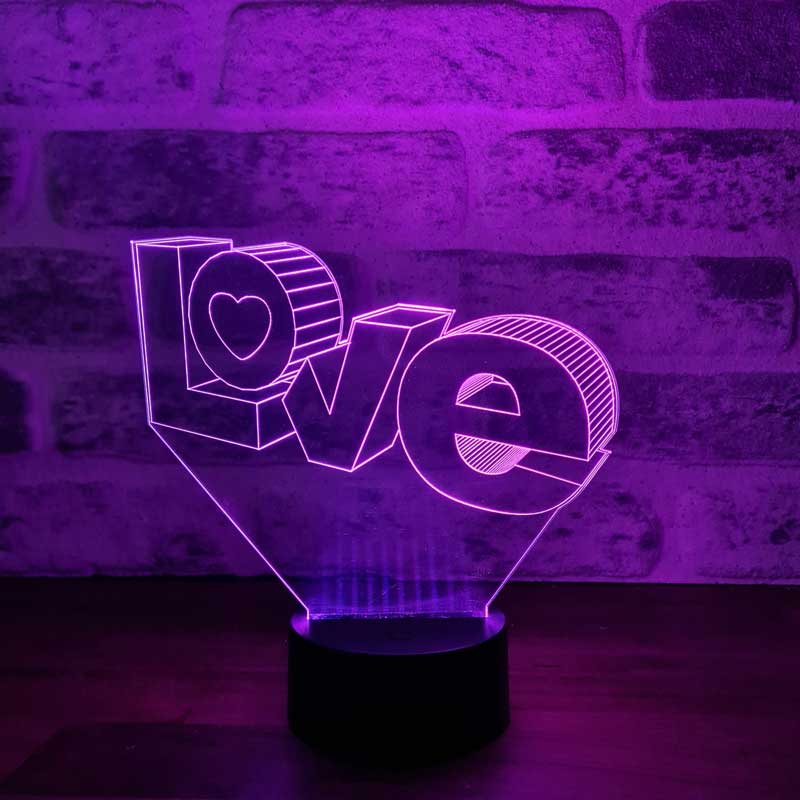 Love yazısı Figürlü Dekoratif Hediye Led Masa Lambası | BYLAMP