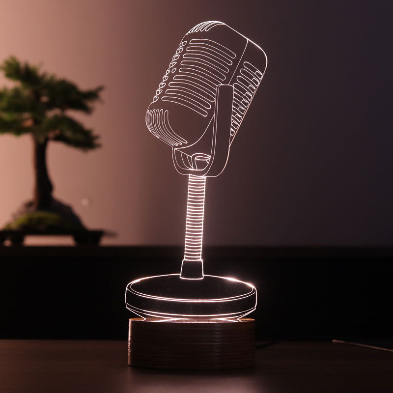 Mikrofon Figürlü Dekoratif Hediye Led Masa Lambası | BYLAMP