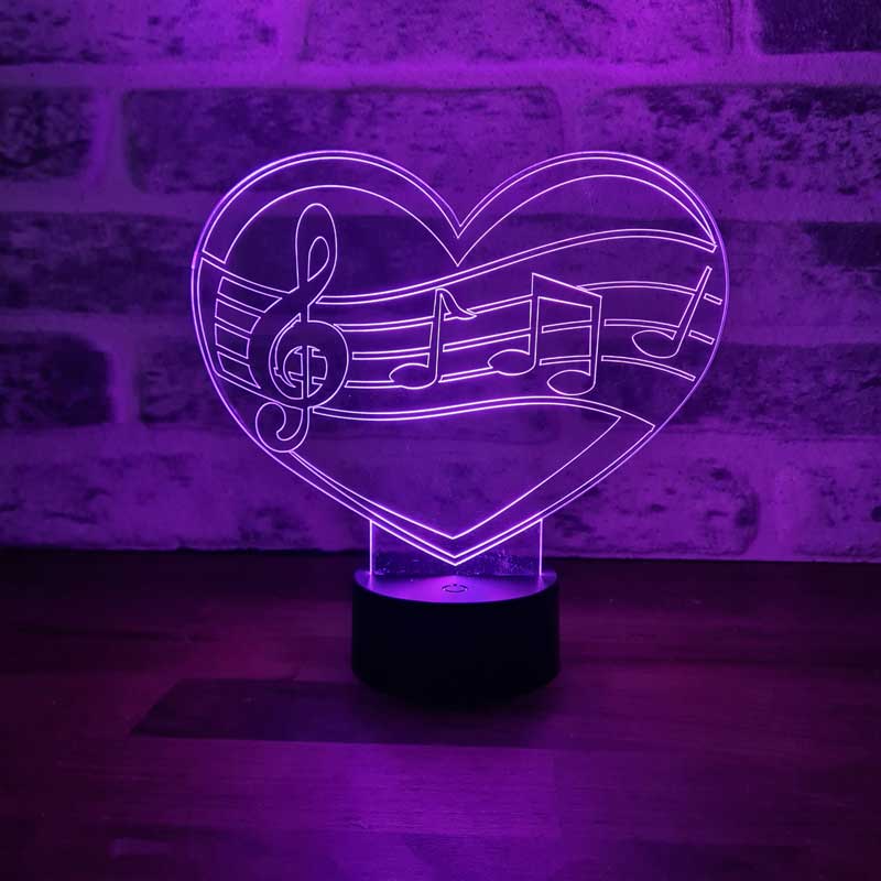 3-D music love LED lamp