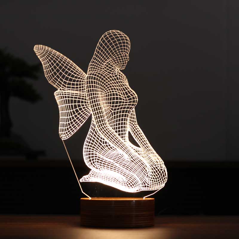 3D Sitting Angel Led Lamp