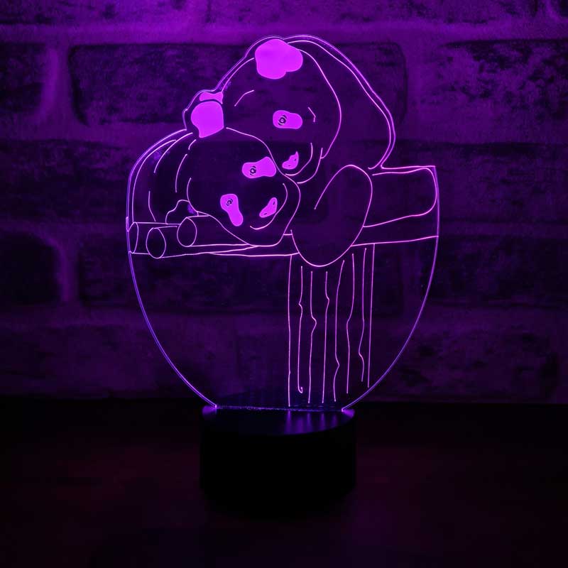 3-D Pandas LED Table Lamp