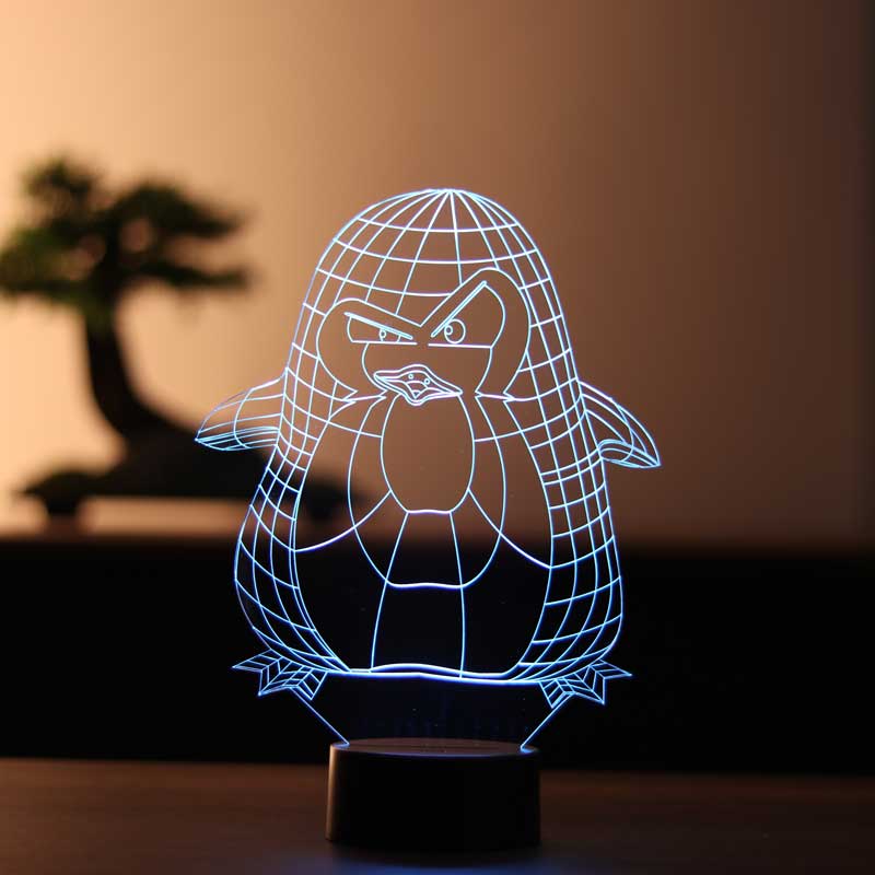 Lámpara de mesa de pingüino 3-D