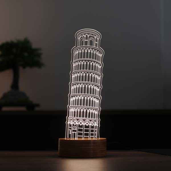 3D بيزا برج أدى مصباح