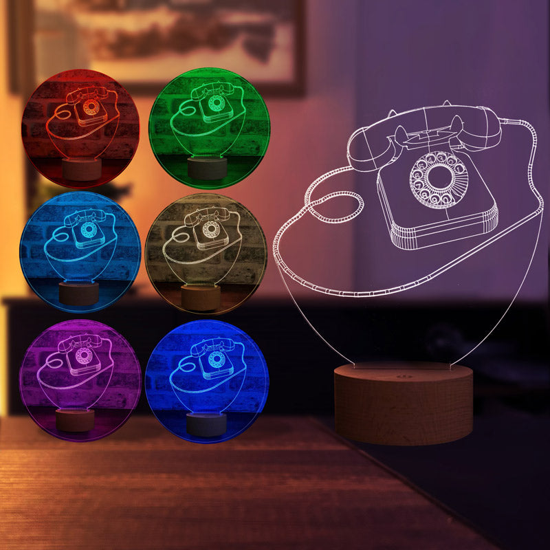 3D Retro Phone LED Lamp