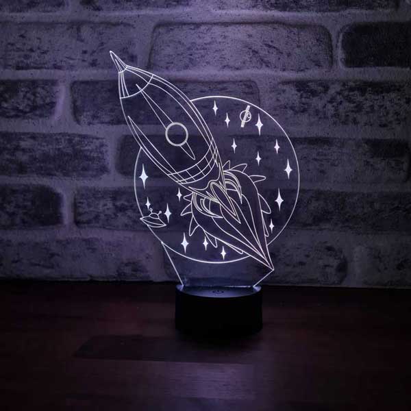 Luz nocturna led cohete 3D