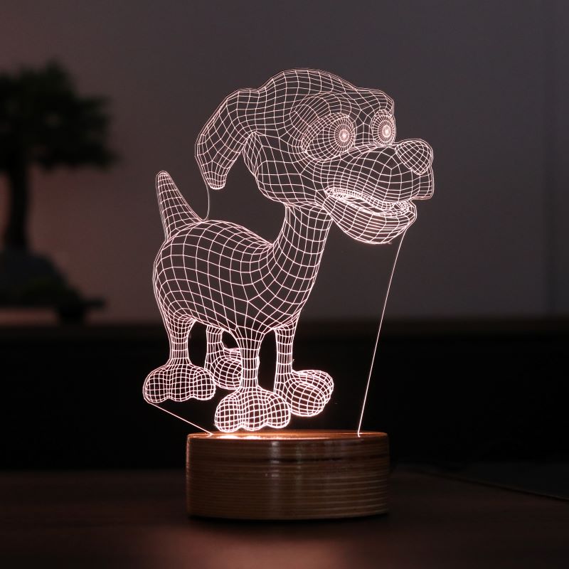 3D لطيف ليتل الكلب مصباح
