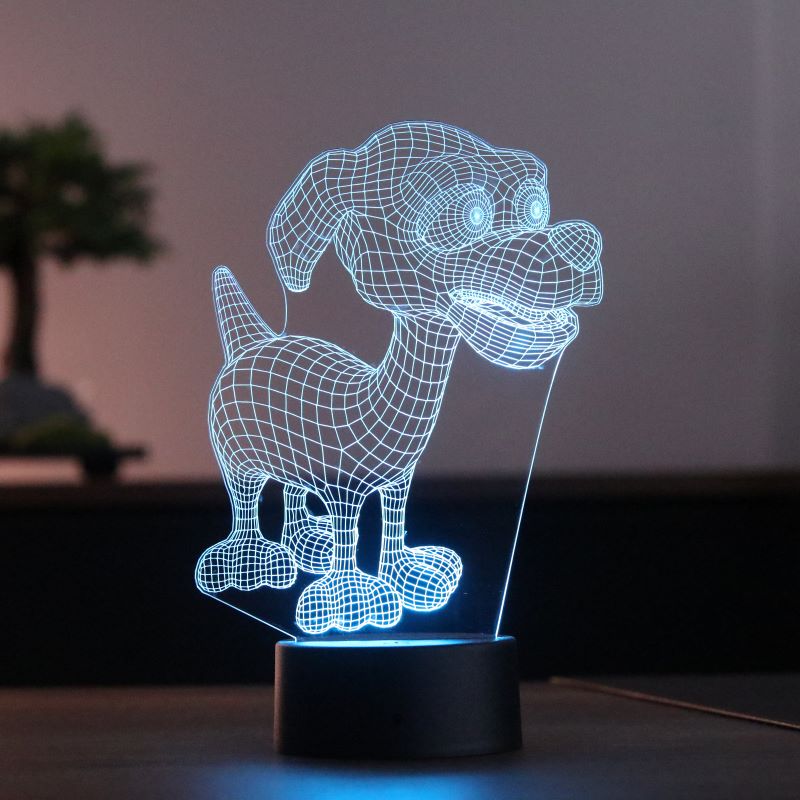 3D لطيف ليتل الكلب مصباح