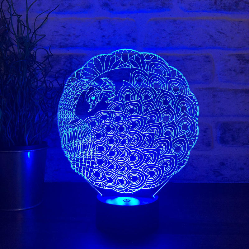 3-D-Peacock-Lampe