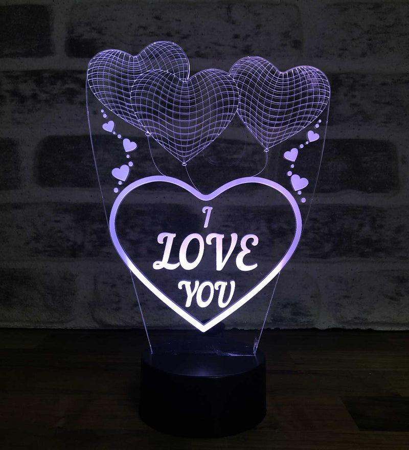 3D Three Heart I Love You Led Lamp