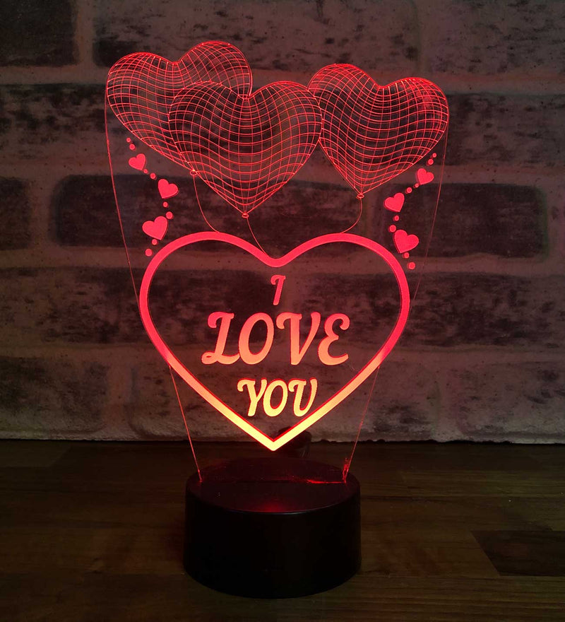Üç Kalp I Love You Figürlü Dekoratif Hediye Led Masa Lambası | BYLAMP